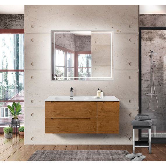 Тумба подвесная с раковиной BelBagno ETNA-1000-2C-1A-SO-RN-L 100 см (раковина BB1000ETL-L) Rovere Nature, Цвет фасада: Rovere Nature - фото 10