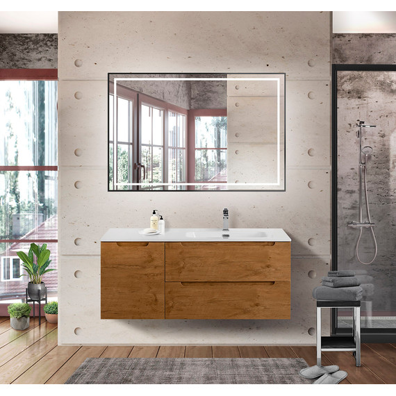 Тумба подвесная с раковиной BelBagno ETNA-1200-2C-1A-SO-RN-R 120 см (раковина BB1200ETL-R) Rovere Nature, Цвет фасада: Rovere Nature - фото 10