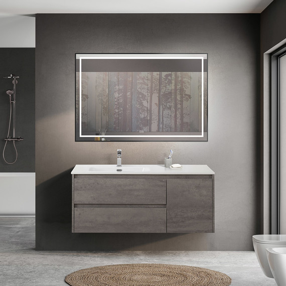 Тумба подвесная с раковиной BelBagno KRAFT-1200-2C-1A-SO-CG-L 120 см, Cemento Grigio - фото 9