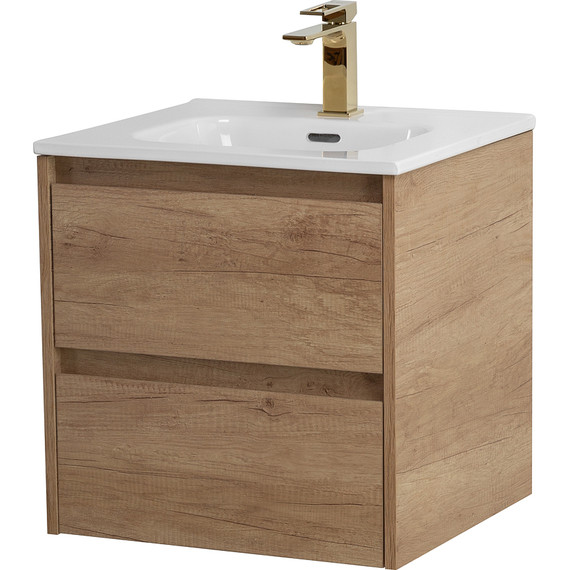 Тумба подвесная с раковиной BelBagno KRAFT-500-2C-SO-RNN 50 см, Rovere Nebrasca Nature, Цвет фасада: Rovere Nebrasca Nature - фото 2