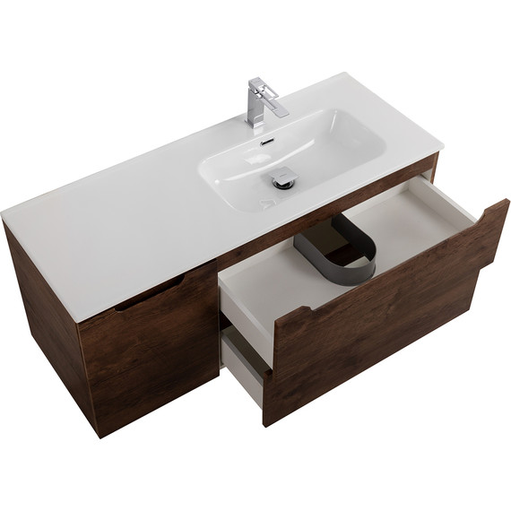 Тумба подвесная с раковиной BelBagno ETNA-1200-2C-1A-SO-RW-R 120 см (раковина BB1200ETL-R) Rovere Moro, Цвет фасада: Rovere Moro - фото 5