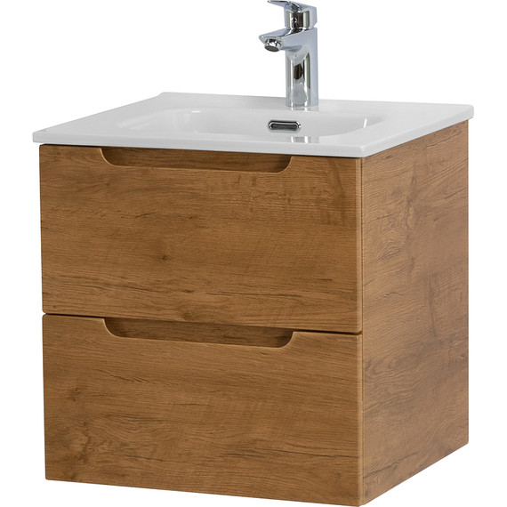 Тумба подвесная с раковиной BelBagno ETNA-500-2C-SO-RN 50 см (раковина BB500ETL) Rovere Nature, Цвет фасада: Rovere Nature - фото 2