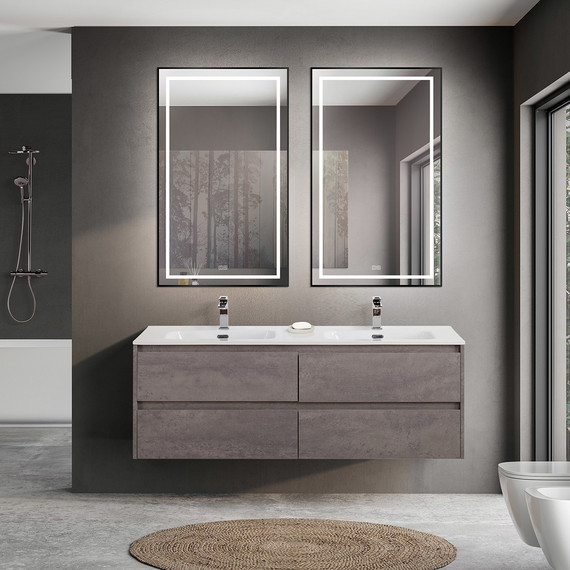Тумба подвесная с раковиной BelBagno KRAFT-1400-4C-SO-2-CG 140 см, Cemento Grigio - фото 11
