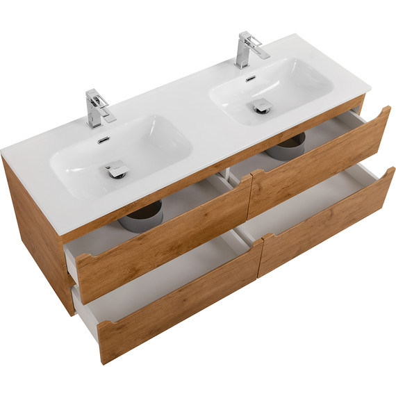 Тумба подвесная с раковиной BelBagno ETNA-1400-4C-SO-2-RN 140 см (раковина BB1400-2-ETL) Rovere Nature, Цвет фасада: Rovere Nature - фото 8