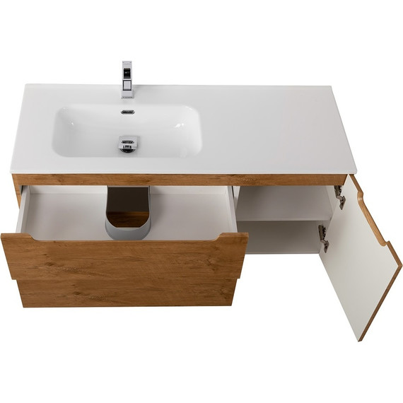 Тумба подвесная с раковиной BelBagno ETNA-1200-2C-1A-SO-RN-L 120 см (раковина BB1200ETL-L) Rovere Nature, Цвет фасада: Rovere Nature - фото 6