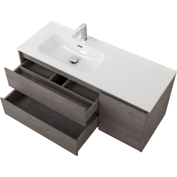 Тумба подвесная с раковиной BelBagno KRAFT-1000-2C-1A-SO-CG-L 100 см, Cemento Grigio - фото 4