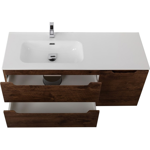 Тумба подвесная с раковиной BelBagno ETNA-1200-2C-1A-SO-RW-L 120 см (раковина BB1200ETL-L) Rovere Moro, Цвет фасада: Rovere Moro - фото 3