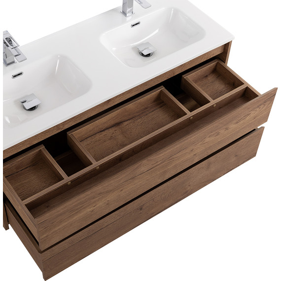 Тумба подвесная с раковиной BelBagno KRAFT-1200-2C-SO-2-RT 120 см, Rovere Tabacco - фото 7