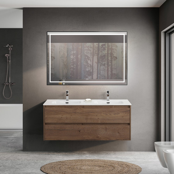 Тумба подвесная с раковиной BelBagno KRAFT-1200-2C-SO-2-RT 120 см, Rovere Tabacco - фото 10