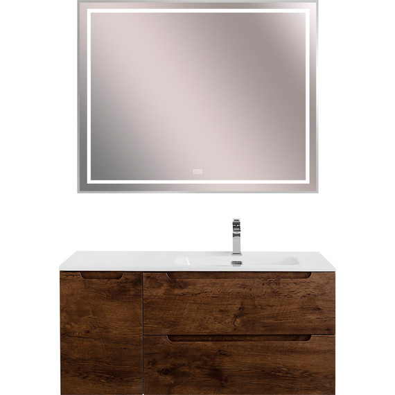 Тумба подвесная с раковиной BelBagno ETNA-1000-2C-1A-SO-RW-R 100 см (раковина BB1000ETL-R) Rovere Moro, Цвет фасада: Rovere Moro - фото 11