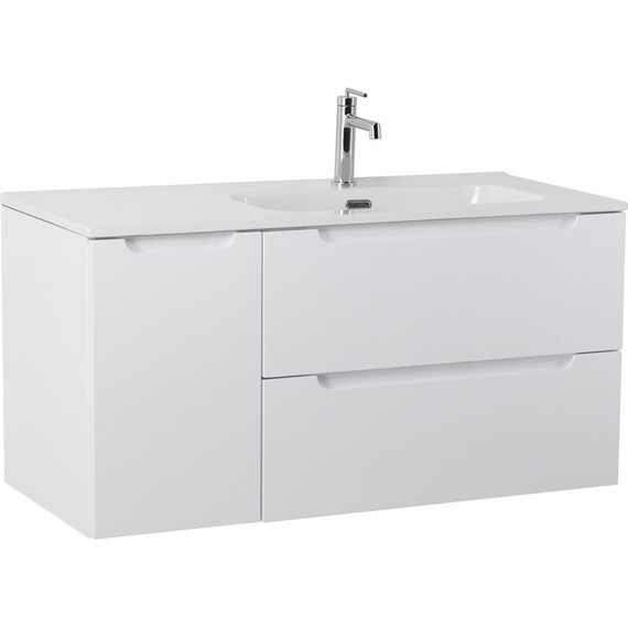 Тумба подвесная с раковиной BelBagno ETNA-1000-2C-1A-SO-BL-R 100 см (раковина BB1000ETL-R) Bianco Lucido, Цвет фасада: Bianco Lucido - фото 5