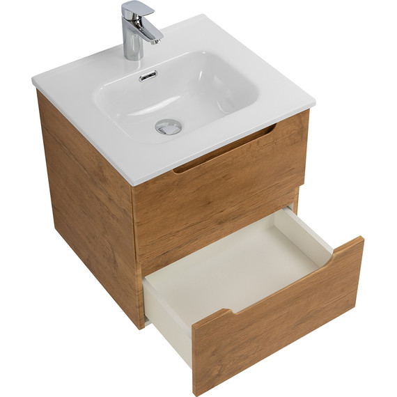 Тумба подвесная с раковиной BelBagno ETNA-500-2C-SO-RN 50 см (раковина BB500ETL) Rovere Nature, Цвет фасада: Rovere Nature - фото 4