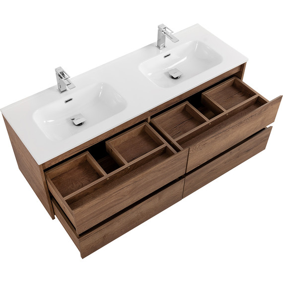 Тумба подвесная с раковиной BelBagno KRAFT-1200-4C-SO-2-RT 120 см, Rovere Tabacco - фото 6