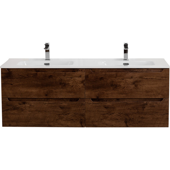 Тумба подвесная с раковиной BelBagno ETNA-1200-4C-SO-2-RW 120 см (раковина BB1200-2-ETL) Rovere Moro, Цвет фасада: Rovere Moro - фото 