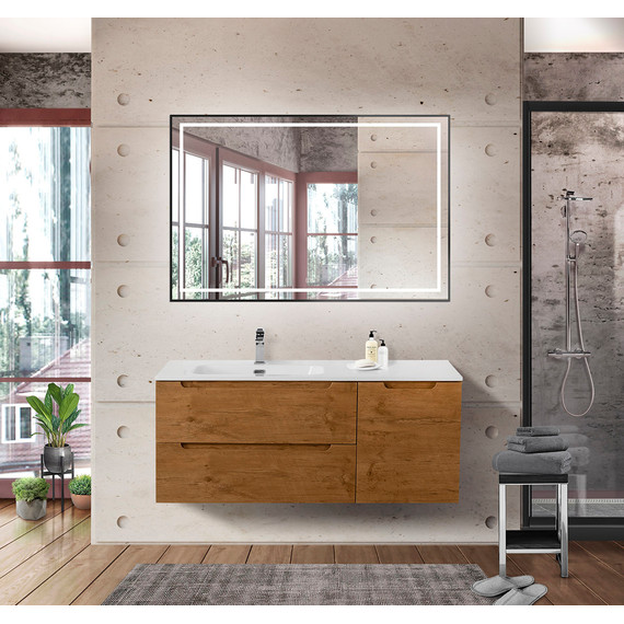 Тумба подвесная с раковиной BelBagno ETNA-1200-2C-1A-SO-RN-L 120 см (раковина BB1200ETL-L) Rovere Nature, Цвет фасада: Rovere Nature - фото 10