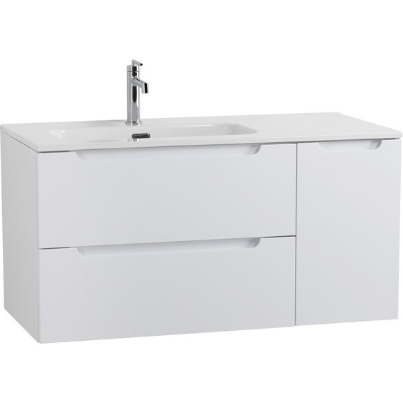 Тумба подвесная с раковиной BelBagno ETNA-1000-2C-1A-SO-BL-L 100 см (раковина BB1000ETL-L) Bianco Lucido, Цвет фасада: Bianco Lucido - фото 2