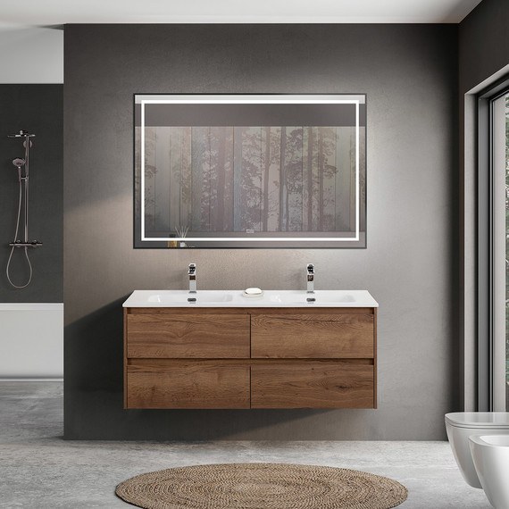 Тумба подвесная с раковиной BelBagno KRAFT-1200-4C-SO-2-RT 120 см, Rovere Tabacco - фото 12