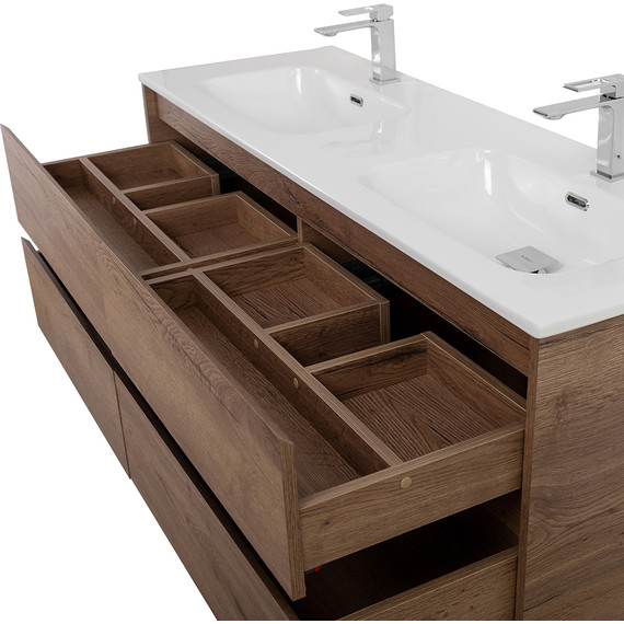 Тумба подвесная с раковиной BelBagno KRAFT-1200-4C-SO-2-RT 120 см, Rovere Tabacco - фото 10