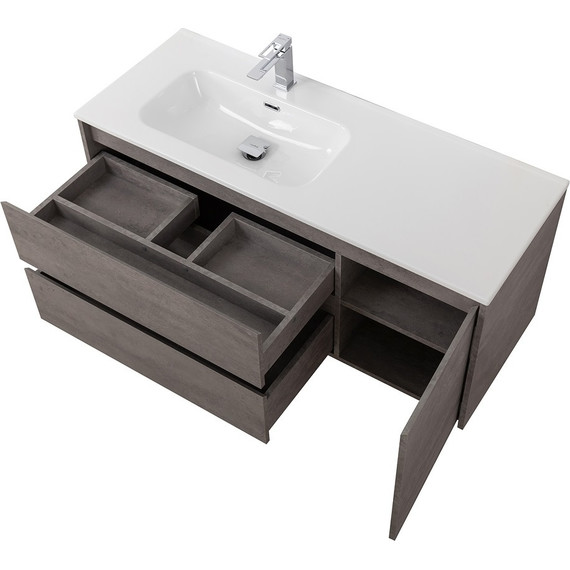 Тумба подвесная с раковиной BelBagno KRAFT-1000-2C-1A-SO-CG-L 100 см, Cemento Grigio - фото 5