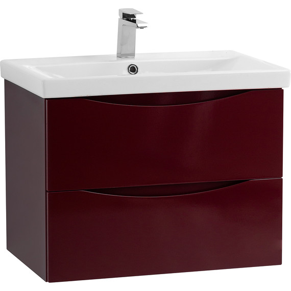 Тумба подвесная с раковиной BelBagno MARINO-CER-600-2C-SO-BRDL-P 60 см, Bordo Lucido - фото 2