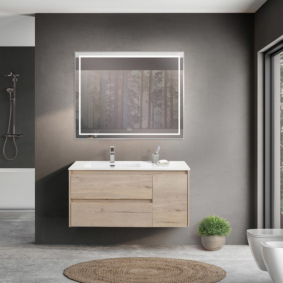 Тумба подвесная с раковиной BelBagno KRAFT-1000-2C-1A-SO-RGB-L 100 см, Rovere Galifax Bianco - фото 10