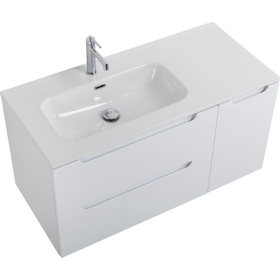 Тумба подвесная с раковиной BelBagno ETNA-1000-2C-1A-SO-BL-L 100 см (раковина BB1000ETL-L) Bianco Lucido, Цвет фасада: Bianco Lucido - фото 6