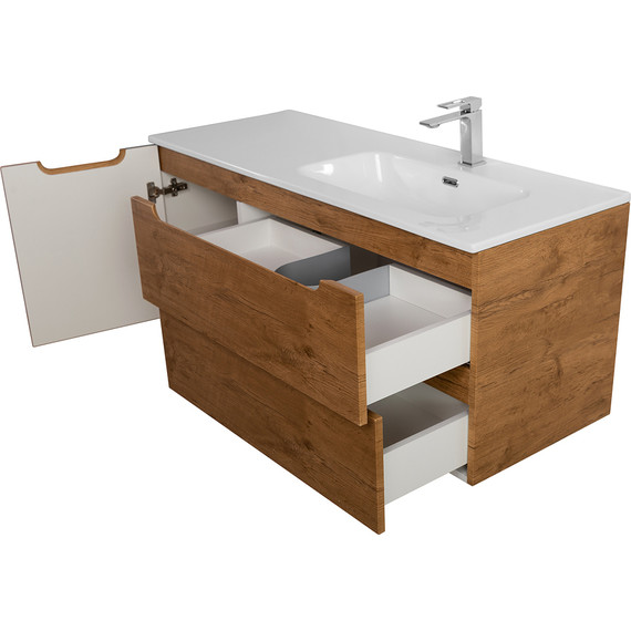 Тумба подвесная с раковиной BelBagno ETNA-1200-2C-1A-SO-RN-R 120 см (раковина BB1200ETL-R) Rovere Nature, Цвет фасада: Rovere Nature - фото 9