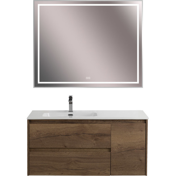 Тумба подвесная с раковиной BelBagno KRAFT-1000-2C-1A-SO-RT-L 100 см, Rovere Tabacco - фото 9