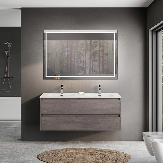 Тумба подвесная с раковиной BelBagno KRAFT-1200-2C-SO-2-CG 120 см, Cemento Grigio - фото 10