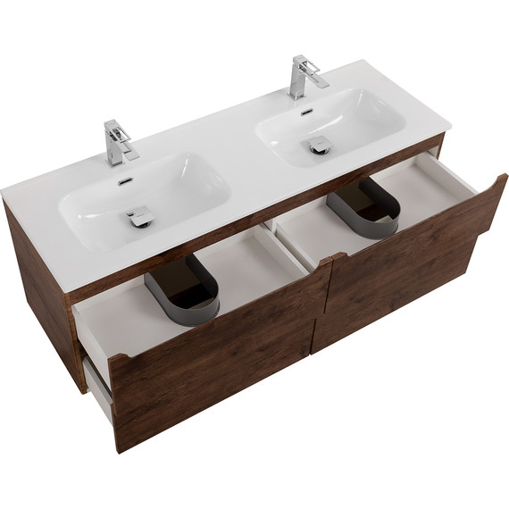 Тумба подвесная с раковиной BelBagno ETNA-1200-4C-SO-2-RW 120 см (раковина BB1200-2-ETL) Rovere Moro, Цвет фасада: Rovere Moro - фото 6