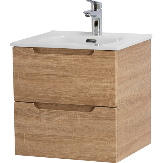 Тумба подвесная с раковиной BelBagno ETNA-500-2C-SO-WO 50 см (раковина BB500ETL) Rovere Bianco, Цвет фасада: Rovere Bianco - фото 2