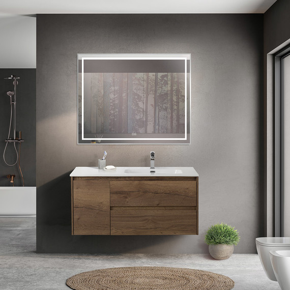 Тумба подвесная с раковиной BelBagno KRAFT-1000-2C-1A-SO-RT-R 100 см, Rovere Tabacco - фото 8
