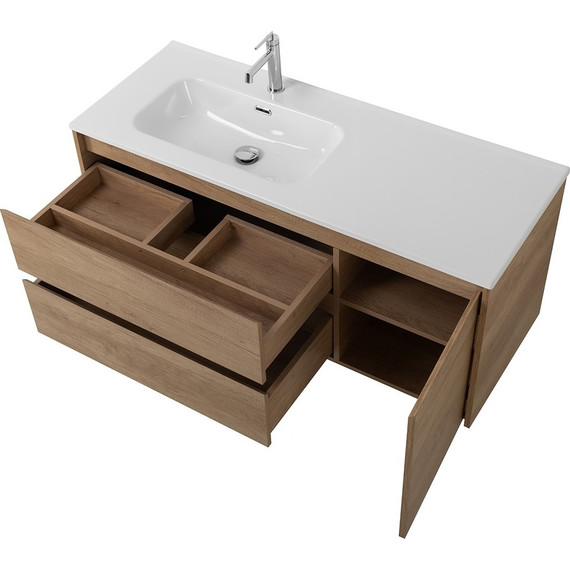 Тумба подвесная с раковиной BelBagno KRAFT-1200-2C-1A-SO-RNN-L 120 см, Rovere Nebrasca Nature - фото 8