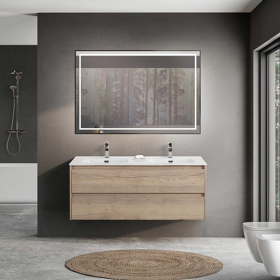 Тумба подвесная с раковиной BelBagno KRAFT-1200-2C-SO-2-RGB 120 см, Rovere Galifax Bianco - фото 10