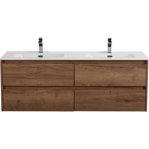 Тумба подвесная с раковиной BelBagno KRAFT-1400-4C-SO-2-RT 140 см, Rovere Tabacco - фото 