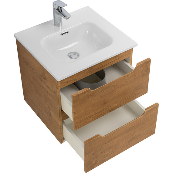 Тумба подвесная с раковиной BelBagno ETNA-500-2C-SO-RN 50 см (раковина BB500ETL) Rovere Nature, Цвет фасада: Rovere Nature - фото 5