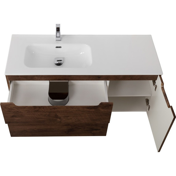 Тумба подвесная с раковиной BelBagno ETNA-1200-2C-1A-SO-RW-L 120 см (раковина BB1200ETL-L) Rovere Moro, Цвет фасада: Rovere Moro - фото 4