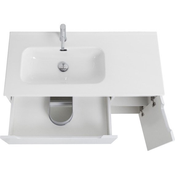 Тумба подвесная с раковиной BelBagno ETNA-1000-2C-1A-SO-BL-L 100 см (раковина BB1000ETL-L) Bianco Lucido, Цвет фасада: Bianco Lucido - фото 4