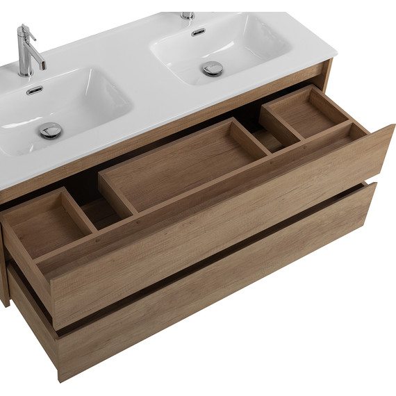 Тумба подвесная с раковиной BelBagno KRAFT-1200-2C-SO-2-RNN 120 см, Rovere Nebrasca Nature - фото 7