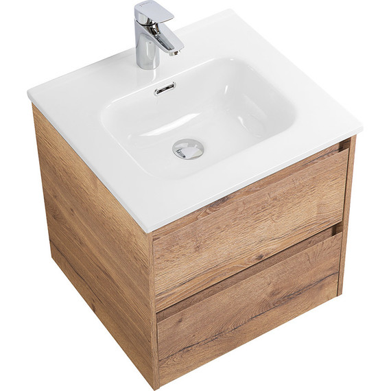Тумба подвесная с раковиной BelBagno KRAFT-500-2C-SO-RT 50 см, Rovere Tabacco, Цвет фасада: Rovere Tabacco - фото 3