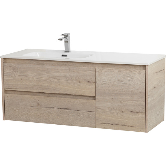 Тумба подвесная с раковиной BelBagno KRAFT-1000-2C-1A-SO-RGB-L 100 см, Rovere Galifax Bianco - фото 2