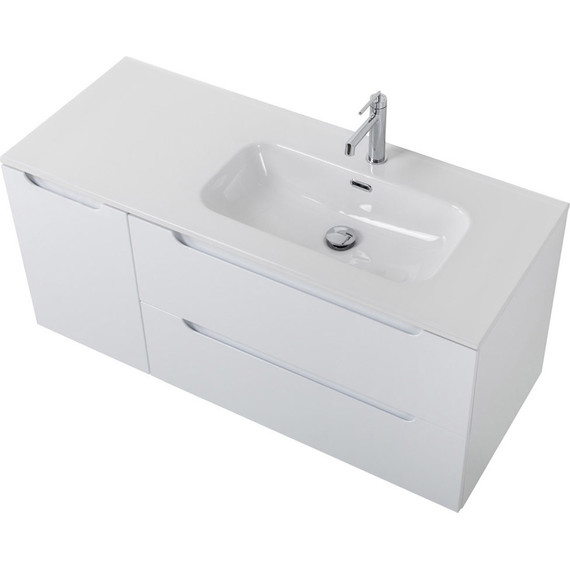 Тумба подвесная с раковиной BelBagno ETNA-1200-2C-1A-SO-BL-R 120 см (раковина BB1200ETL-R) Bianco Lucido, Цвет фасада: Bianco Lucido - фото 5