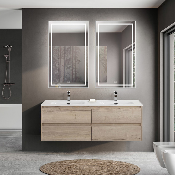 Тумба подвесная с раковиной BelBagno KRAFT-1400-4C-SO-2-RGB 140 см, Rovere Galifax Bianco - фото 11