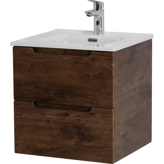 Тумба подвесная с раковиной BelBagno ETNA-500-2C-SO-RW 50 см (раковина BB500ETL) Rovere Moro, Цвет фасада: Rovere Moro - фото 2