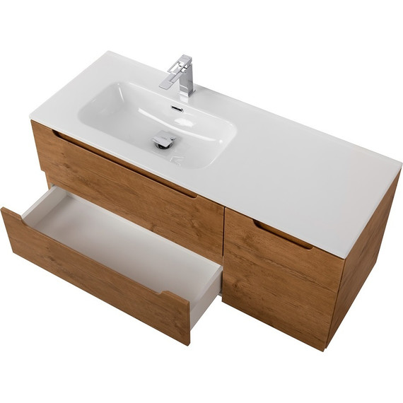Тумба подвесная с раковиной BelBagno ETNA-1200-2C-1A-SO-RN-L 120 см (раковина BB1200ETL-L) Rovere Nature, Цвет фасада: Rovere Nature - фото 3