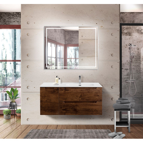 Тумба подвесная с раковиной BelBagno ETNA-1000-2C-1A-SO-RW-R 100 см (раковина BB1000ETL-R) Rovere Moro, Цвет фасада: Rovere Moro - фото 10