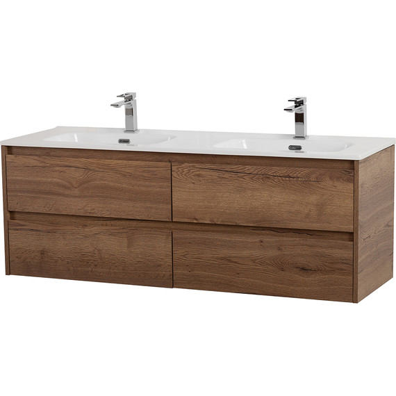 Тумба подвесная с раковиной BelBagno KRAFT-1400-4C-SO-2-RT 140 см, Rovere Tabacco - фото 2