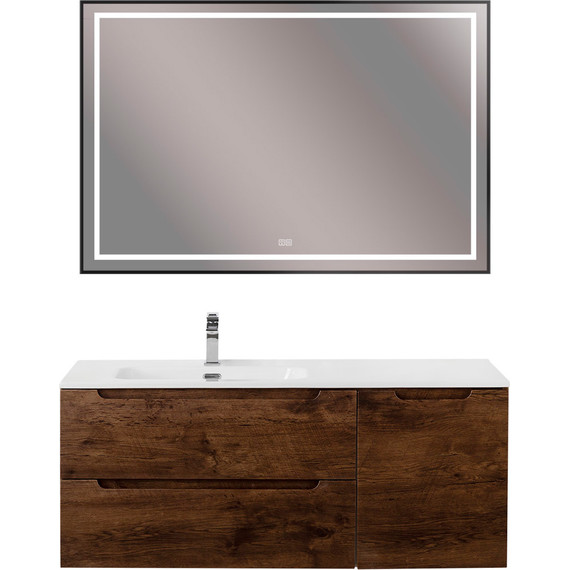 Тумба подвесная с раковиной BelBagno ETNA-1200-2C-1A-SO-RW-L 120 см (раковина BB1200ETL-L) Rovere Moro, Цвет фасада: Rovere Moro - фото 11