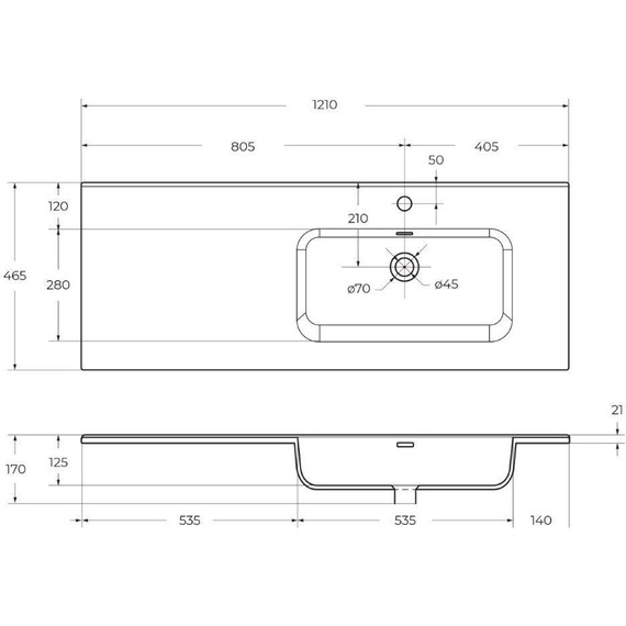 Тумба подвесная с раковиной BelBagno ETNA-1200-2C-1A-SO-RW-R 120 см (раковина BB1200ETL-R) Rovere Moro, Цвет фасада: Rovere Moro - фото 13