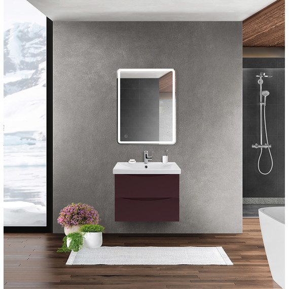 Тумба подвесная с раковиной BelBagno MARINO-CER-600-2C-SO-BRDL-P 60 см, Bordo Lucido - фото 9